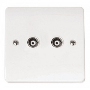 Click CMA159 Mode White Moulded Twin Isolated Co-Axial TV Socket