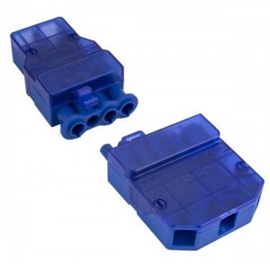 Scolmore CT215C Flow Blue 4 Pole Fast-Fit Complete Push-In Connector With CT205 Male + Female Connectors & Loop 20A 240V