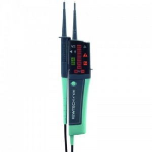 Kewtech KT1780 Double PoleVoltage Detector With LED Shine Through Voltage Level, Continuity + Phase Rotation Tests, Torch & GS38 Slender Probe Tips