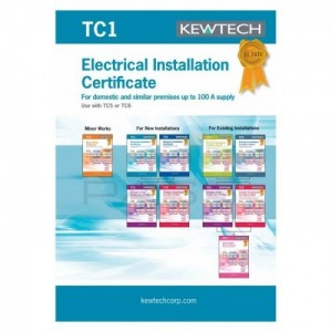 Kewtech TC1 A4 New Electrical Installations For Up To 100A Supply Completion Certificates Pad (84 Sheets)