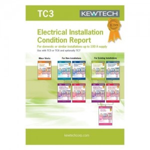Kewtech TC3 A4 Electrical Installation Condition Report For Up To 100A Supply Certificates Pad (40 Sheets)