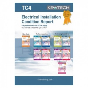 Kewtech TC4 A4 Electrical Installation Condition Report For 100A Supply Certificates Pad (80 Sheets)