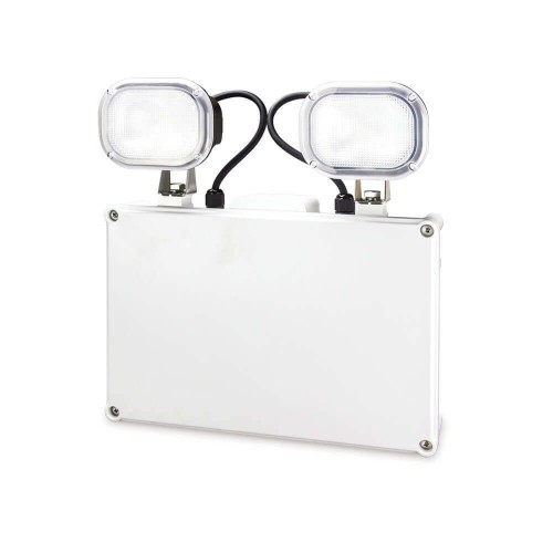JCC Lighting JC50328 Twin Spot White Non-Maintained Self-Test Emergency LED Twin Spot Fitting With 110° Tilt |180° Rotation Twin Heads & White LEDs