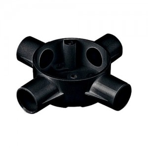 Marshall Tufflex 2MRB6BK Black 20mm PVC-U Conduit Round 4 Way Intersection Box