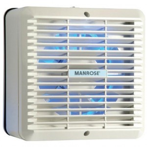 Manrose XF150P White Thermoplastic Axial Extractor Fan With Pullcord IP20 240V Height: 203mm | Width: 203mm | Spigot DiaØ : 150mm