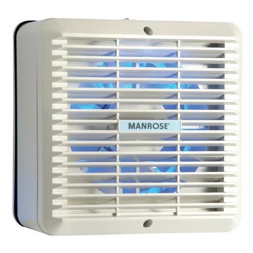 Manrose XF150T White Thermoplastic Axial Extractor Fan With Adjustable Timer IP20 240V Height: 203mm | Width: 203mm | Spigot DiaØ : 150mm