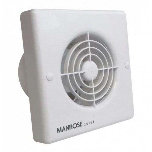 Manrose QF100S QuietFan White Quiet Axial Extractor Fan With Backdraught Shutters For Remote Switching IP20 240V