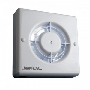 Manrose XF100H White Thermoplastic Axial Extractor Fan With Humidistat & Adjustable Timer IP20 240V Height: 163mm | Width: 163mm | Spigot DiaØ : 100mm