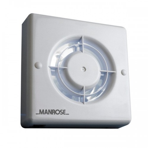 Manrose XF100P White Thermoplastic Axial Extractor Fan With Pullcord IP20 240V Height: 163mm | Width: 163mm | Spigot DiaØ : 100mm