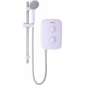 Redring 53531001 RPS8 Pure White Instant Electric Shower With Chrome Riser Rail & Single Mode Shower Head 8.5kW