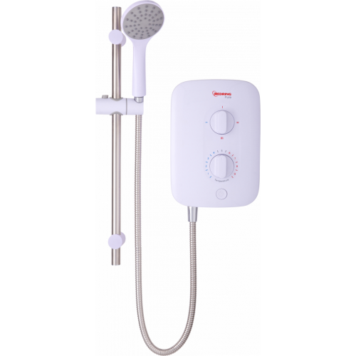 Redring 53531001 RPS8 Pure White Instant Electric Shower With Chrome Riser Rail & Single Mode