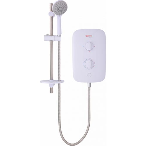Redring 53533001 RBS8 Bright White Instant Multi Connection Electric Shower With Chrome Riser Rail & Three Mode Shower Head 8.5kW