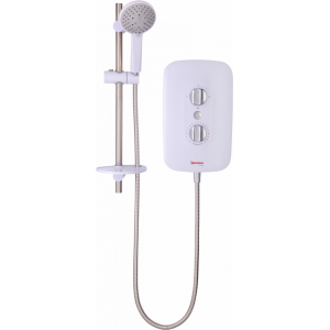 Redring 53535001 RGS8 Glow White Instant Electric Shower With Phased Shutdown, Chrome Riser Rail + Soapdish & Five Mode Shower Head 8.5kW