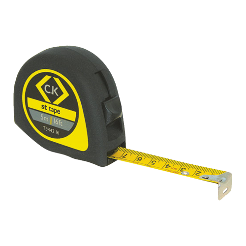 CK Tools T344216 Softech ABS Plastic Metric/Imperial Locking Tape Measure With Recoil Length: 5m / 16ft