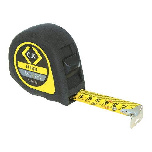 CK Tools T344225 Softech ABS Plastic Metric/Imperial Locking Tape Measure With Recoil Length: 7.5m / 25ft