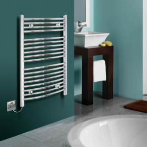 Dimplex TDTR350C TDTR Series Chrome Curved Fluid Filled Ladder Style Electric Towel Rail With Temperature Limiter & Mounting Kit IPX5 250W