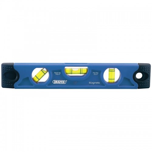 Draper 79579 Blue ABS Plastic Torpedo Spirit Level With 3-Vials & Magnetic Base Length: 230mm