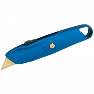 Draper 82835 Silvered Aluminium Retractable Trimming Knife With Soft Grip Blue Plastic Housing & Blade Lock Feature