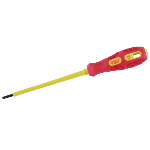 Draper 69212 Expert 960 Series VDE Fully Insulated Soft Grip Plain Slotted Screwdriver 1000V Blade Tip: 3.0mm | Blade Length : 100mm