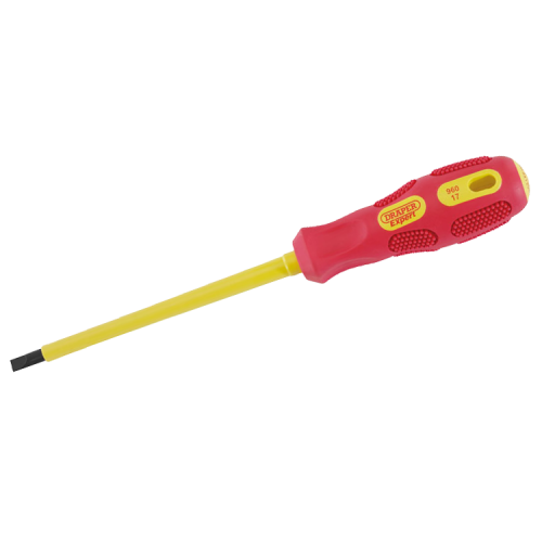 Draper 69214 Expert 960 Series VDE Fully Insulated Soft Grip Plain Slotted Screwdriver 1000V Blade Tip: 5.5mm | Blade Length : 125mm