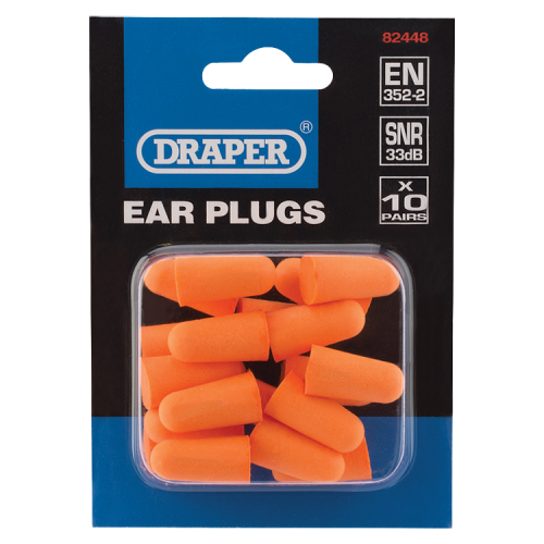 Draper 82448 Soft PU Foam Ear Plugs (Pack Size 10 Pairs)