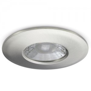 JCC Lighting JC1001/BN V50 Two Colour Selectable Round Dimmable Fixed Fire-Rated LED Downlight With Brushed Nickel Bezel IP65 7W 650Lm 240V