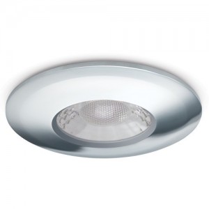 JCC Lighting JC1001/CH V50 Two Colour Selectable Round Dimmable Fixed Fire-Rated LED Downlight With Chrome Bezel IP65 7W 650Lm 240V