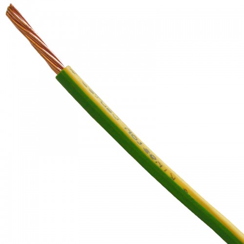6491X10GYA BASEC Approved 6491X Green/Yellow Single Core Insulated Conduit Wiring Cable 10mm (priced per metre)