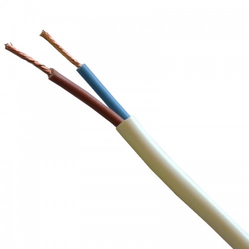 3182Y1WHIC BASEC Approved 3182Y White 2 Core PVC Insulated & Sheathed Circular Flexible Cable 1.0mm 100m Reel