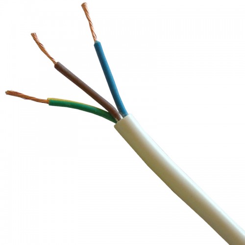 3183B75WHIC BASEC Approved 3183Y White 3 Core PVC Insulated & Sheathed Circular Flexible Cable 0.75mm 100m Reel