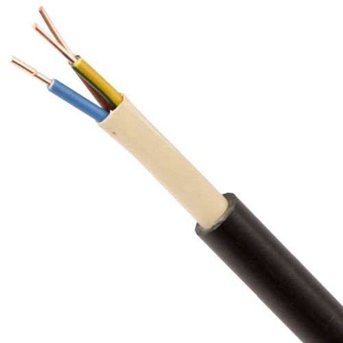 NYY3X6A NYY-J Black 3 Core Circular PVC Insulated / PVC Sheathed Power & Control Cable 6.0mm  (priced per metre)