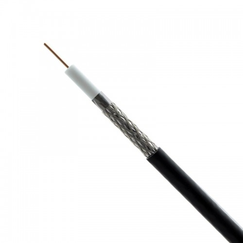 AVSATBLKC RG6 Black Standard PVC Insulated Satellite Cable With Copper Coated Steel Core & Aluminium Foil & Braid 100m Reel