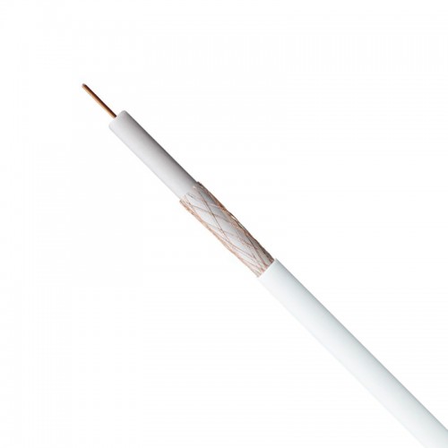 AVCXWHIA White Standard PVC Insulated Co-Axial Cable With Copper Core & Braid 100m Reel