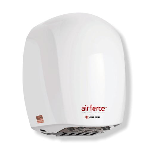 Warner Howard BC0323 Airforce III White Die-Cast Automatic Low Energy Hands-Under Hand Dryer With SteriTouch® Antibacterial Surface Protection 1.1kW
