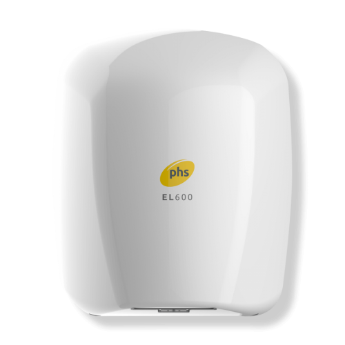 Warner Howard 091183PR EL600 White ABS Plastic White Automatic Ultra Low Energy Cool Air Hand Dryer With Antibacterial Surface Protection IP22 600W