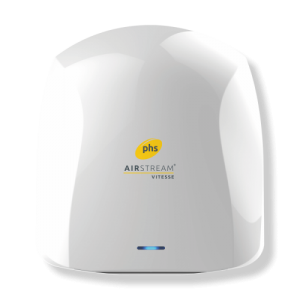 Warner Howard 091203PR Airstream Vitesse White Automatic Low Energy Hand Dryer With 11.2 Second Drying & Antibacterial Surface Protection IP24 1.1kW