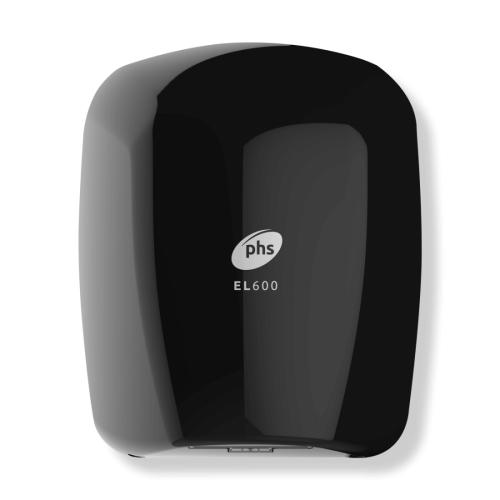 Warner Howard 091226PR EL600 Black ABS Plastic White Automatic Ultra Low Energy Cool Air Hand Dryer With Antibacterial Surface Protection IP22 600W