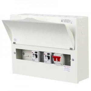 Wylex NMISS10SLMA NM Range White Metal 18th Edition 10 Way Flexible Twin RCD Consumer Unit With 100A Isolator & 2 x 80A 30mA Type A RCDs