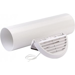 Xpelair SSWKWR 92991AW Simply Silent White Round Wall Installation Kit With 100mm Fixed Ducting & Round External Grille Spigot DiaØ : 100mm