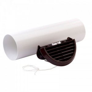 Xpelair SSWKBR 92993AB Simply Silent Brown Round Wall Installation Kit With 100mm Fixed Ducting & Round External Grille Spigot DiaØ : 100mm