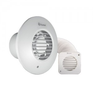 Xpelair SSSFC 93086AW Simply Silent White Round Axial Shower Fan With Internal Grille, 3m 100mm Flexible Ducting, External Square Grille & Fixings