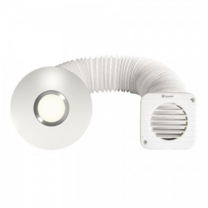 Xpelair SSISFC 93087AW Simply Silent Illumi Round Axial Showerlight Fan With LED Showerlight + LED Lamp + SELV Transformer,  3m Ducting & Grille
