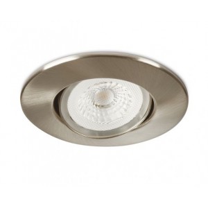 Collingwood Lighting DL490BS5530 H4 Lite Brushed Steel Dimmable Round Adjustable LED Fire-Rated Downlight With Warm White 3000K LEDs & Connector 4.4W