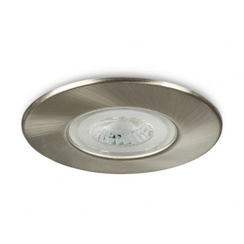 Collingwood Lighting DLT388BS5540 H2 Lite Brushed Steel Dimmable Round Fixed LED Fire-Rated Downlight With Cool White 4000K LEDs & Connector IP65 4.4W