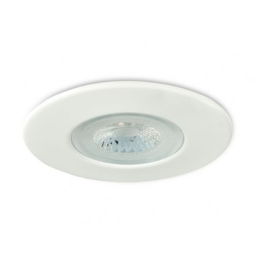 Collingwood Lighting DLT388MW5530 H2 Lite Matt White Dimmable Round Fixed LED Fire-Rated Downlight With Warm White 3000K LEDs & Connector IP65 4.4W