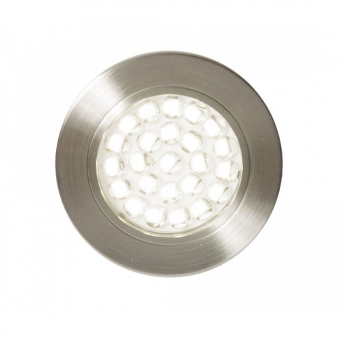 Culina CUL-21624 Pozza Brushed Satin Nickel Circular Recessed LED Under Cabinet Light With Cool White 4000K LEDs & Polycarbonate Diffuser IP44 1.5W