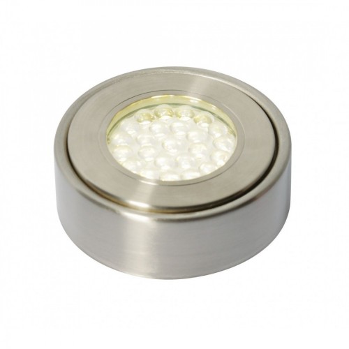 Culina CUL-21625 Laghetto Brushed Satin Nickel Circular Surface LED Under Cabinet Light With Cool White 4000K LEDs & Polycarbonate Diffuser IP44 1.5W