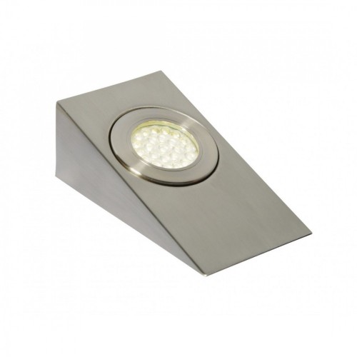 Culina CUL-21627 Lago Brushed Satin Nickel Wedge Shaped Surface LED Under Cabinet Light With Cool White 4000K LEDs & Polycarbonate Diffuser IP44 1.5W
