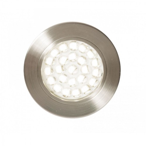 Culina CUL-25317 Pozza Brushed Satin Nickel Circular Recessed LED Under Cabinet Light With Warm White 3000K LEDs & Polycarbonate Diffuser IP44 1.5W
