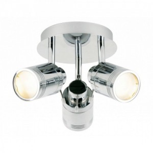 Spa SPA-27405-CHR Scorpius Chrome Three Light Plate Adjustable GU10 Bathroom Spotlight With 3 x Tiltable Chrome Spotlight Heads & Mounting Plate